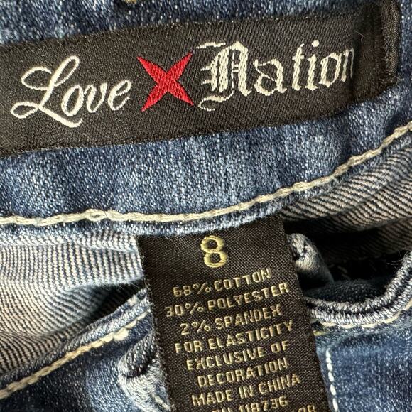 Cyber Y2k Pocket Design Jean Denim Jorts Shorts Love Nation Size 8 - Picture 6 of 6